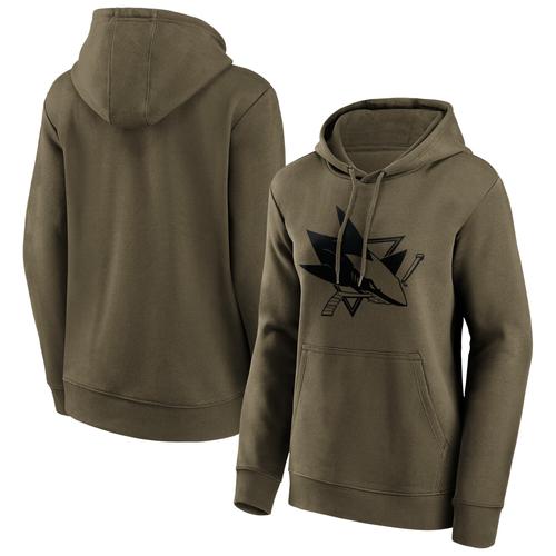 San Jose Sharks Iconic Preferred Logo Graphic Hoodie - Khaki Womens