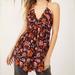 Free People Tops | Free People Black Red Floral Sleeveless Cross Back Pixie Printed Tunic Top Dress | Color: Black/Red | Size: S