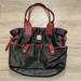 Dooney & Bourke Bags | Dooney & Bourke 2 Pocket Satchel Tote Bag Pvc Like Material Black/Red 15"X12" | Color: Black/Red | Size: Os