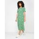 M&Co Green Ditsy Print V Neck Dress, Green, Size 22-24, Women