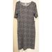 Lularoe Dresses | Lularoe Julia T-Shirt Dress Women’s Large Black Gray Midi Short Sleeve Geometric | Color: Black/Gray | Size: L