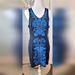 Free People Dresses | Free People Shift Dress Women's M Navy W/ Multi Blue Stiched Floral Sleeveless | Color: Blue | Size: M