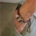 Free People Jewelry | Free People Crystal Bracelet With Braided Leather. Adjustable | Color: Silver | Size: Os