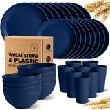 32-Piece Kitchen Plastic Wheat Straw Dinnerware Set, Service for 8