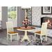 East West Furniture Kitchen Table Set- a Round Dining Table with Pedestal and Solid Seat Chairs(Finish & Pieces Options)