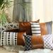 Bohemian Vegan Faux Leather Throw Pillow Covers Set of 2