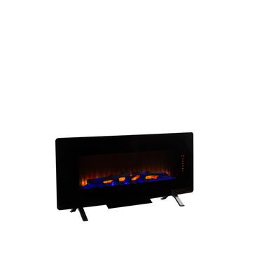 Muskoka 42" Wall Mount Electric Fireplace Black Glass with Remote Control