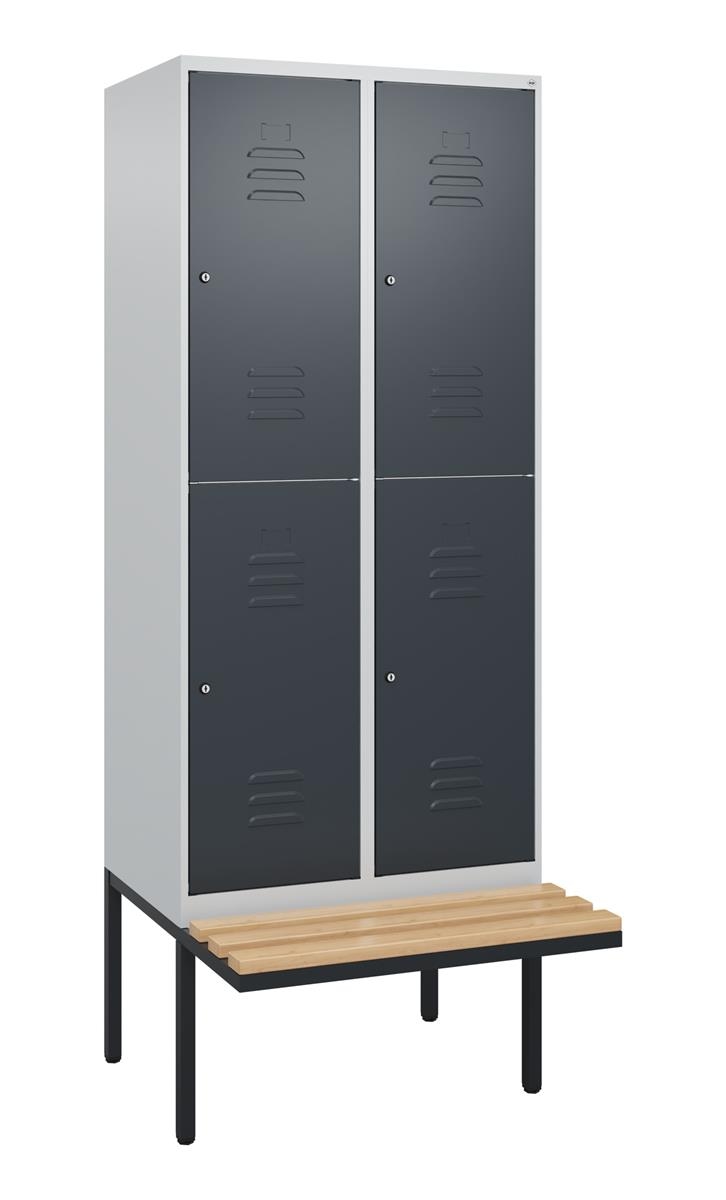 C+P Doppelstock-Spind Classic PLUS, Bank, 2 Abteile, 2120x800x815mm, 7035/7016 Image