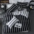 Bonenjoy Black and White Colo Striped Bed Cover Sets Single/Twin/Double/Queen/King Quilt Cover Bed