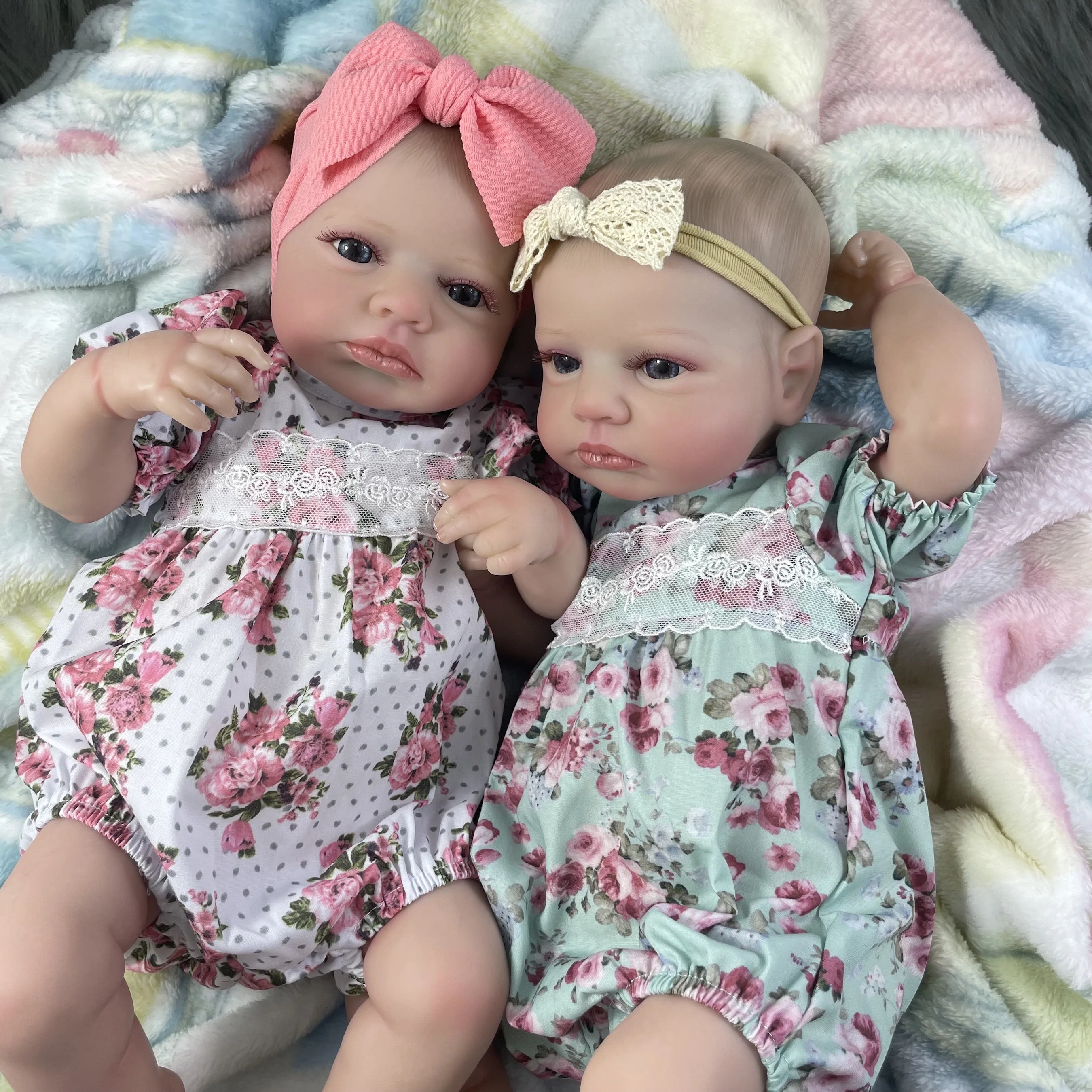 MRB 50CM LouLou Awake Twins Mädchen Reborn Baby Puppen Lebensechte Vinyl Neugeborenen 3D Haut Sichtbare Adern DIY Spielzeug für Mädchen