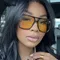 2023 Doppelbrücke quadratische Frauen Sonnenbrille Vintage Marke Big Frame Sonnenbrille Sonnenbrille UV400 Frauen schwarz gelb Sonnenbrille