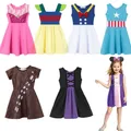 Disney Cute Baby Girl Dress Baby Girl Elsa Anna Princess Girls Princess Style Summer Vest Dress 2024