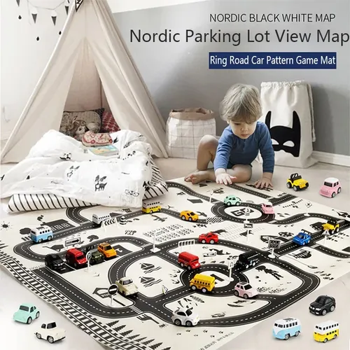 Straßen matte Kinder Verkehr Auto Karte Junge Mädchen Lernspiel zeug Straße Plastik teppich Baby