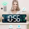 Wall-mounted Digital Wall Clock With Remote Control Large Wall Clocks Temp Date Week Display Power