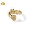 THE BLING KING BugetteCZ Heart Rings Full Iced Out Bling Cubic Zirconia Men Punk Rings Charm Luxury