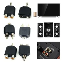 2 stücke unterhaltung elektronik schwarz video zubehör konverter y splitter audio adapter 3 5mm zu 2