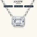 100% 925 Silver D1.0CT Emerald Cut D Moissanite Pendant Necklace 14K Gold Plated Adjustable Chain