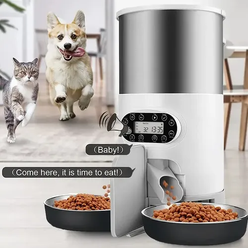 Automatische Zuführung für Katzen hundefutter automatische Spender Edelstahl Doppelsc halen Haustier