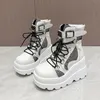 Cosplayer Gothic Motorrads tiefel neue Plattform klobige High Heel Stiefeletten Damen coole Wedge Punk Frau schwarze Damenschuhe