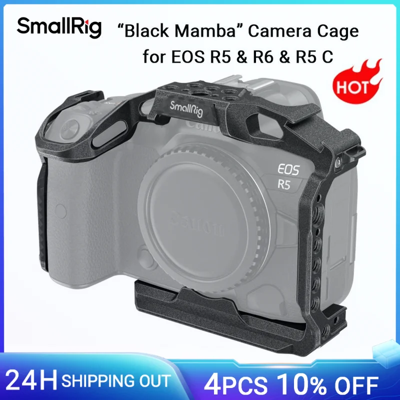SmallRig Kamera Käfig für Canon EOS R5/EOS R5 C /EOS R6 Spiegellose Kamera EOS R5 /R5 C /R6 Aluminium Legierung “Schwarz Mamba” Volle Käfig