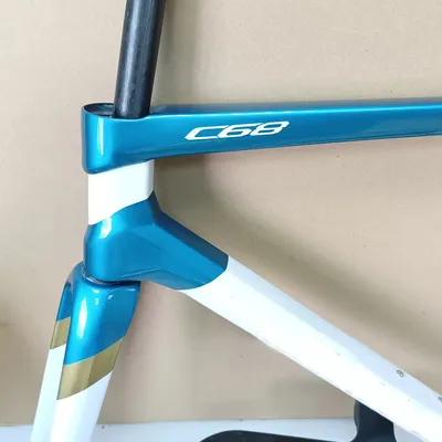 Cadre de vélo de route en carbone C68 avec guidon frein à disque cadre de vélo de course bleu