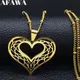 Collier coeur en acier inoxydable pour femme document en or colliers de la présidence de l'amour