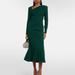 Roland Mouret Long Sleeve Rouched Midi Dress - Green