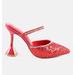 London Rag Iris Glitter Diamante Spool Heeled Sandals - Red - US 5