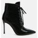 London Rag Escala Croc Stiletto Ankle Boots - Black - US 6