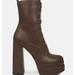 London Rag Meows Faux Leather High Heel Platform Ankle Boots - Brown - US-9 / UK-7 / EU-40