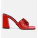 London Rag Salty You Crinkled Triangular Block Heel Sandals - Red - US 9