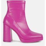 London Rag Tintin Square Toe Ankle Heeled Boots - Pink - US-8 / UK-6 / EU-39