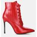 London Rag Escala Croc Stiletto Ankle Boots - Red - US 8