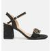 London Rag Chaplet Textured Block Heel Sandals - Black - US 10