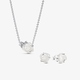 Parure Collier et Clous d'Oreilles Rose Blanche