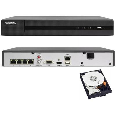 Nvr 4 kanäle Hikvision HWN-4104MH-4P 4K 8MPX onvif poe H.265+ cloud P2P 2TB hdd