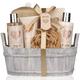 Spa Gift Basket - NG01 Bath and Body Set with Vanilla Fragrance by Lovestee - Gift Basket Includes Shower Gel Body Lotion Hand Lotion Bath Salt Eva Sponge and a Bath Puff