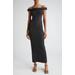 Off The Shoulder Roll Neck Knit Maxi Dress