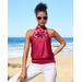 Boston Proper - Vivacious Pink - So Chic Sleeveless High Neck Flower Top - XXS