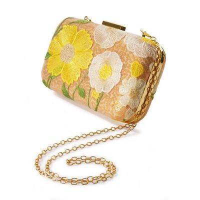 Boston Proper - Sequin Floral Embroidered Clutch Yellow