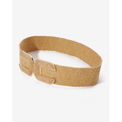 Jardin - Natural Neutral - Gold Hardware Raffia Elastic Belt - Large/XL