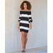 Boston Proper - Black White - Bold Stripe Off the Shoulder Sweater Dress - Medium