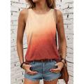 Women's Tank Top Vest Ombre Tie Dye Print Blue Sleeveless Vintage Ethnic Crew Neck Summer