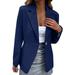 JDEFEG Jacket Junior Women Casual Solid Single Button Lapel Long Sleeve Slim Suit Temperament Coat for Ladies Women Petite Coats Winter Polyester Dark Blue S