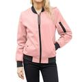 CZHJS Women s Fashion Outerwear Thicken Jackets Outdoor Oversized Baseball Shirts Zip up Lightweight Jacket Winter Clothes Clearance Trendy Solid Color Pink L