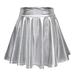 Women s Casual Fashion Shiny Metallic Flared Pleated A-Line Mini Skirt Skirts Girls Hoop Skirt plus Size Faux Leather Skirt Hinge Tennis Skirt Long Skirts for Women Summer Skirt Hanger Two Piece Skirt