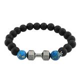 Stone Volcanic Rock Beads Metal Dumbbell Versatile Beads Bracelet Jewelry Men Fitness Watch Large Digital Watches for Men Prom Jewelry Countdown Timer Watch Gadget Watches for Men Watch with Stopwatch