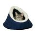 Pet Bed - Fabric Cave for Indoors - Comfortable Interior Removable Cushion Machine Washable Bed for Cats Kittens or Small Dogs by PETMAKER (Blue)