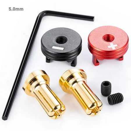 RCLIONS 1Pair 4.0mm/5.0mm Brass Bullet Banana Plug RC Car Battery Connector with Metal Heat Sink for RC Model Cars