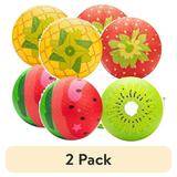 (2 pack) SCS Direct Gaga Fruit Themed Playground Balls (8.5 inches) w Air Pump- Durable Rubber Pack for Recess Dodgeball Kickball Gagaball Official Play & School -Fun Outdoor Toys and Accessories Gift for